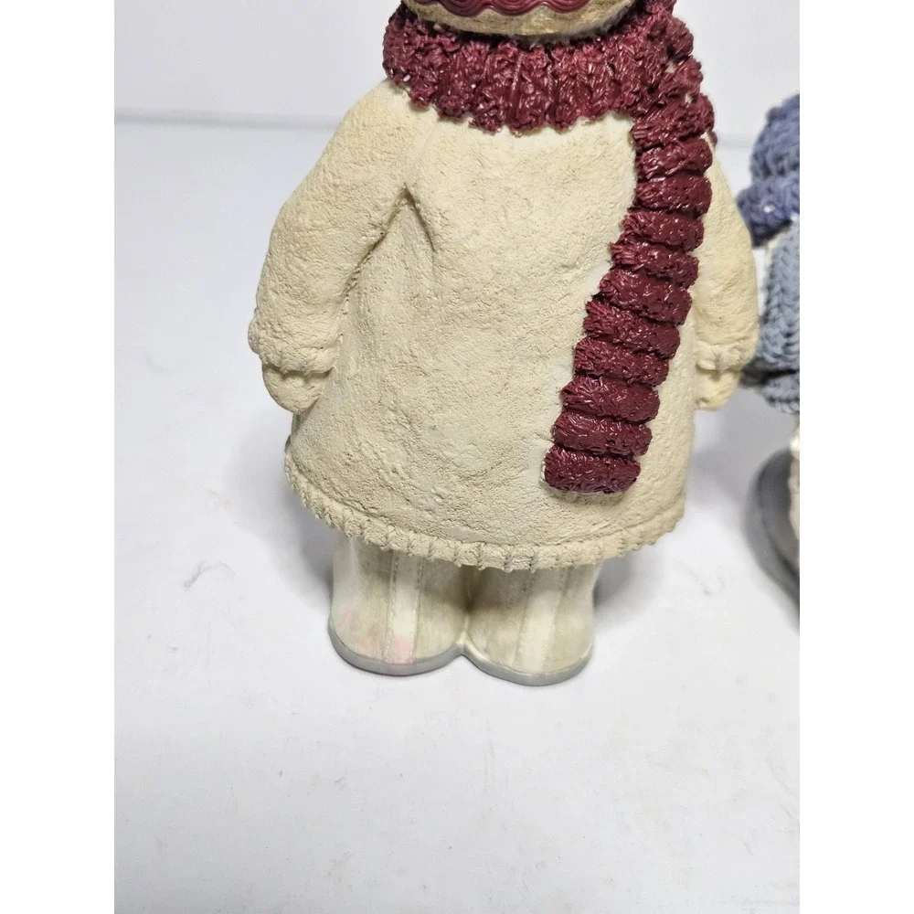 Snowman Hallmark Ragdoll Mittens & Encore Snow Buddies Resin Figurine Vtg Set